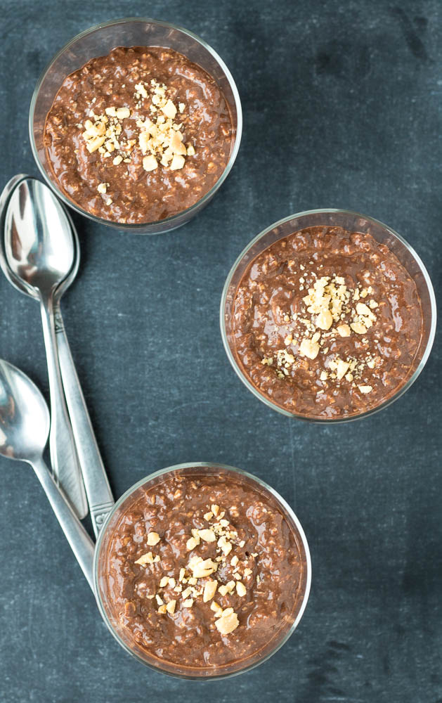 Chocolate Peanut Butter Overnight Oats  in a cup