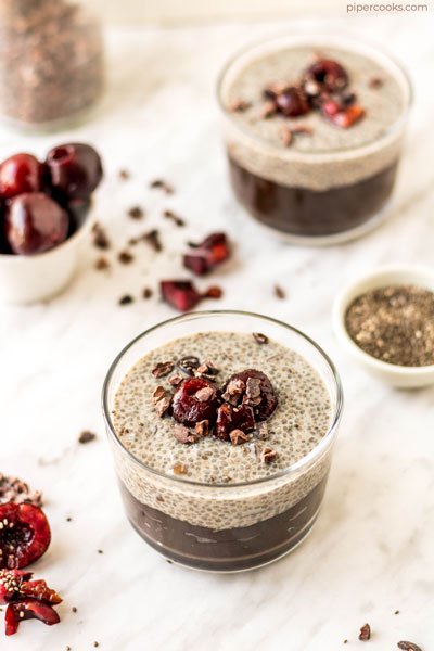 Chocolate Cherry Chia Pudding Cups | Recipe by Pipercooks