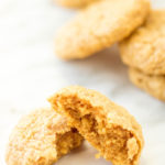 Stacks of 5 Ingredient Peanut Butter Cookies on marble background