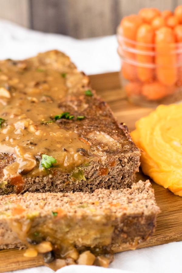 Turkey Meatloaf with Mushroom and Onion Gravy