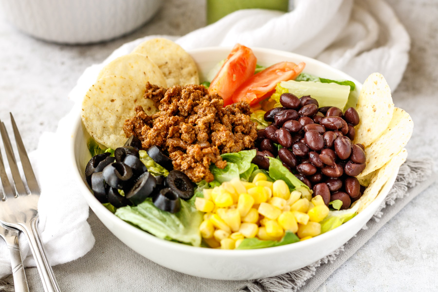 Taco Salad with a Vegan/Vegetarian Topping Option - PiperCooks