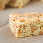 A blondie square with peanut butter chips.