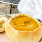 Homemade Bread Bowls with Sweet Potato and Carrot Soup