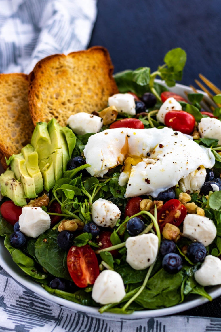 Breakfast Salad with Poached Eggs