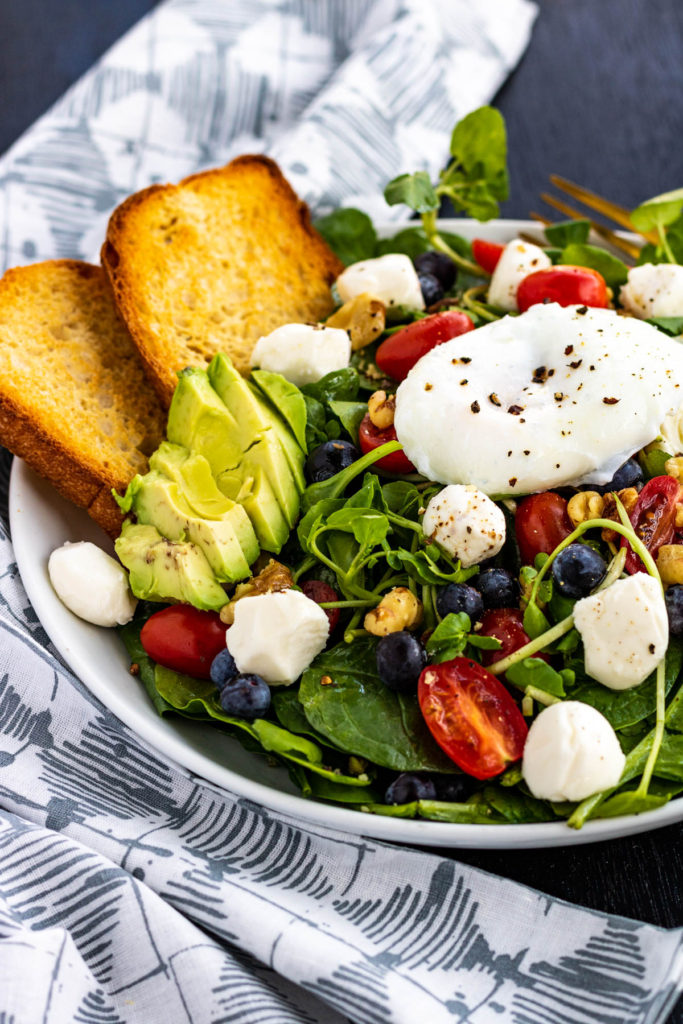 Breakfast Salad with Poached Eggs