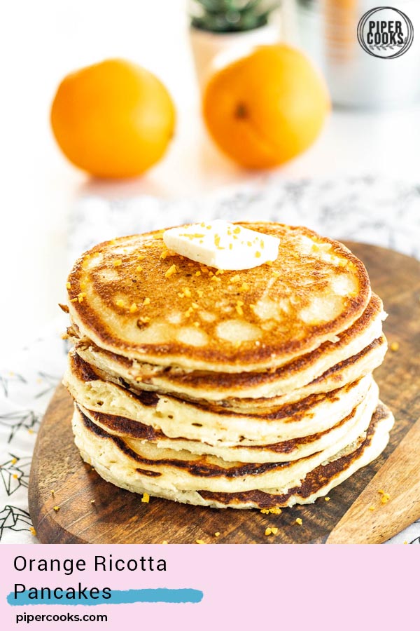 stack of orange ricotta pancakes