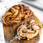 cinnamon twists on a wood platter