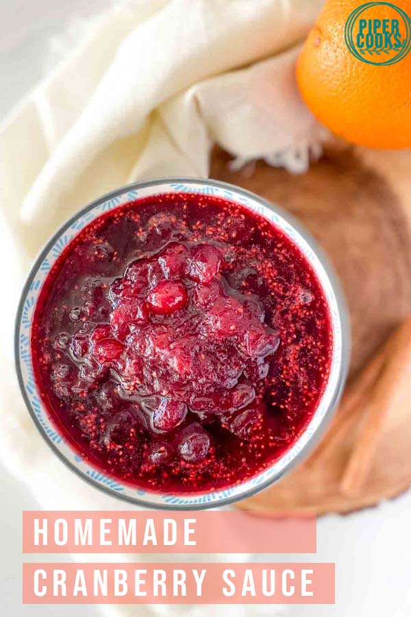 Homemade Cranberry Sauce with text overlay for pinterset