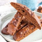 chocolate biscotti cookies pilled on a plate