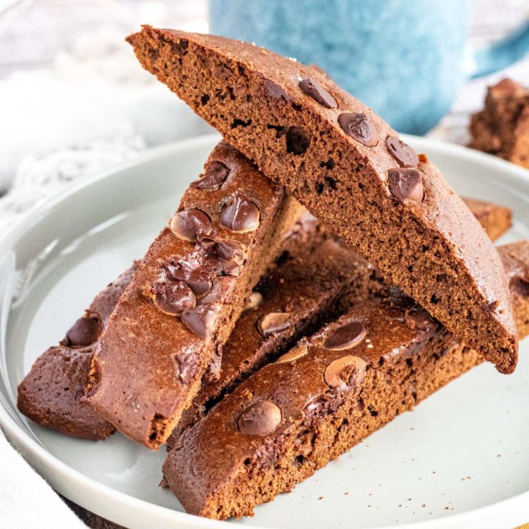 chocolate biscotti cookies pilled on a plate