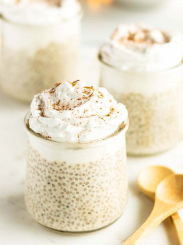 eggnog chia pudding in small cups
