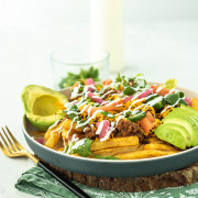 loaded taco fries on a plate