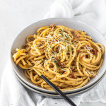 pasta swirled in a bowl