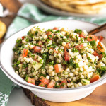 pearl couscous salad in a bowl