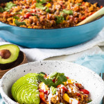 ground turkey skillet dinner in a bowl