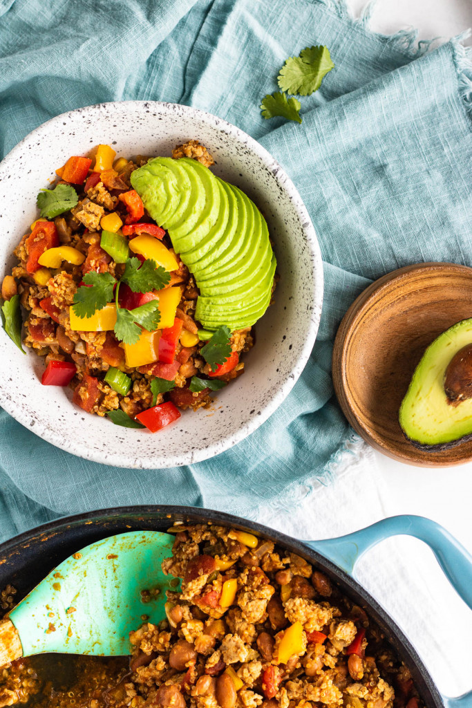 ground turkey skillet dinner in a bowl