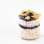 peanut butter and jelly overnight oats in a jar