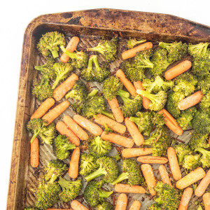 Broccoli and Carrots on a sheet pan