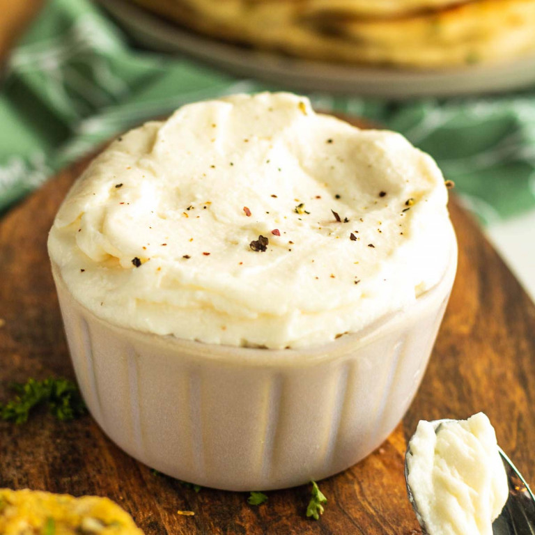garlic dip in a bowl