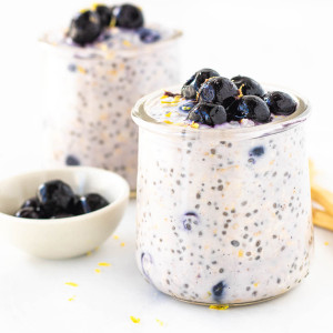 blueberry overnight oats in a jar