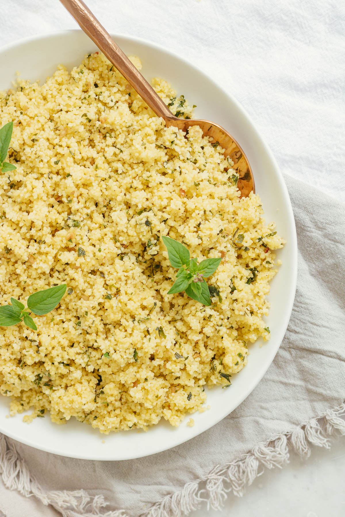 pesto couscous on a plate