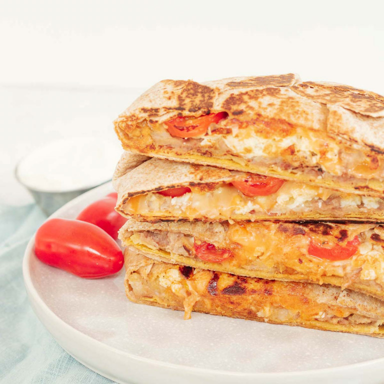 Breakfast Crunchwrap on a plate