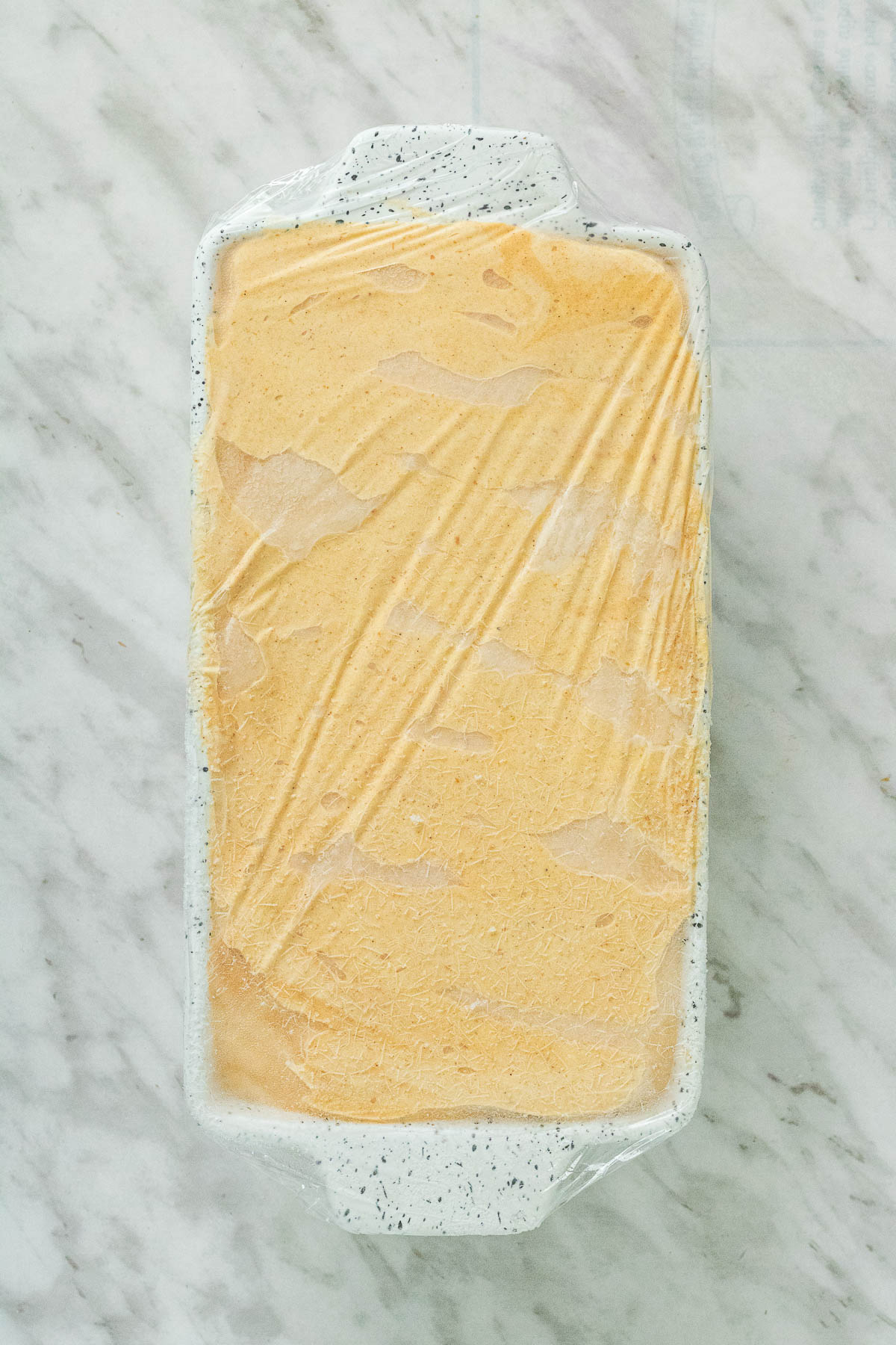 pumpkin pie ice cream in a bread pan