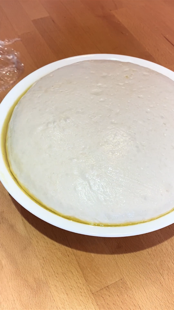 risen dough in a bowl