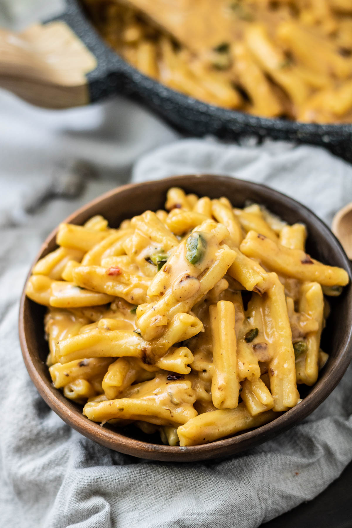 Spicy mac and cheese in a bowl.
