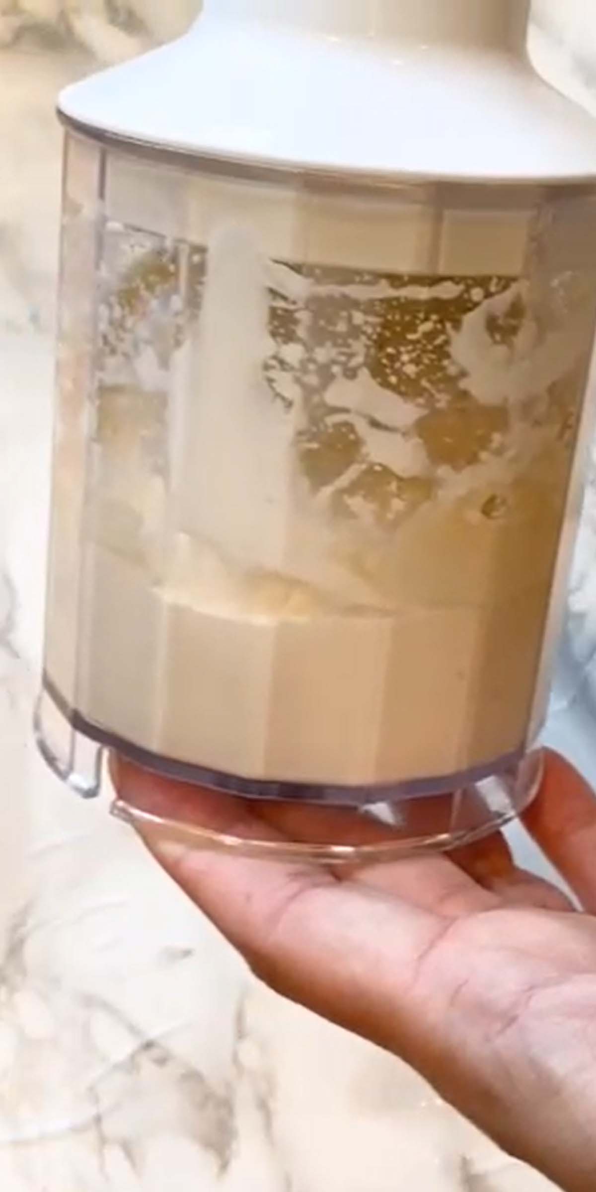 Yogurt sauce in a mini blender.
