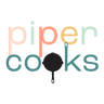 round circle logo with the pipercooks text including a cast iron pan as an O