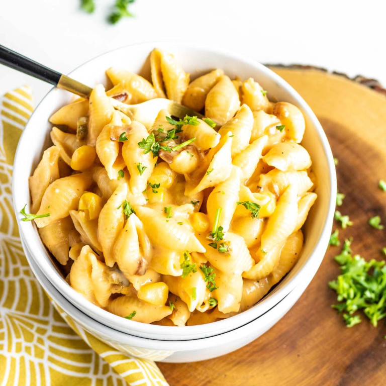 Homemade macaroni and cheese in a bowl.