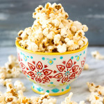 Popcorn in a colorful cup.