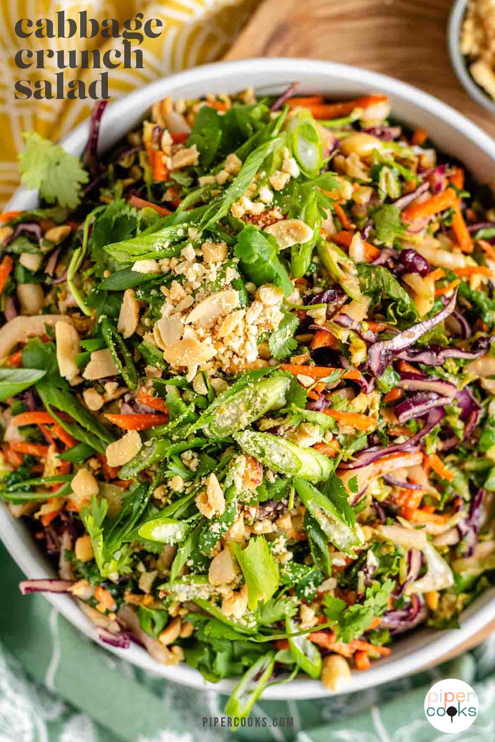 Cabbage Crunch Salad with Peanut Butter Dressing - Piper Cooks
