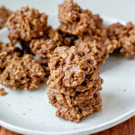Chocolate oat cookies on a plate.