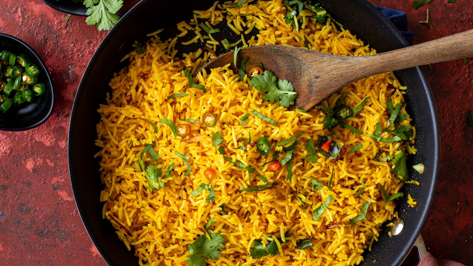 A spiced rice dish on a plate.
