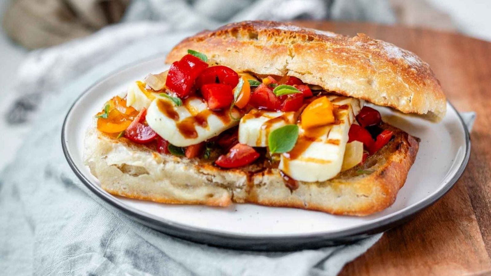 A sandwich on a plate.