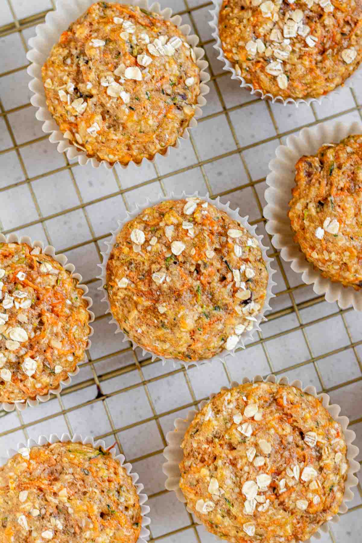 Muffins on a wire rack.