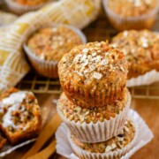 Three muffins stacked.