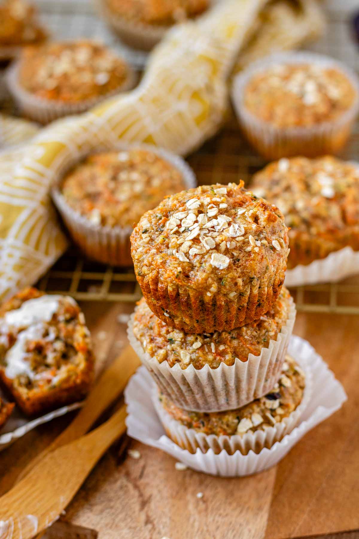 Three muffins stacked.