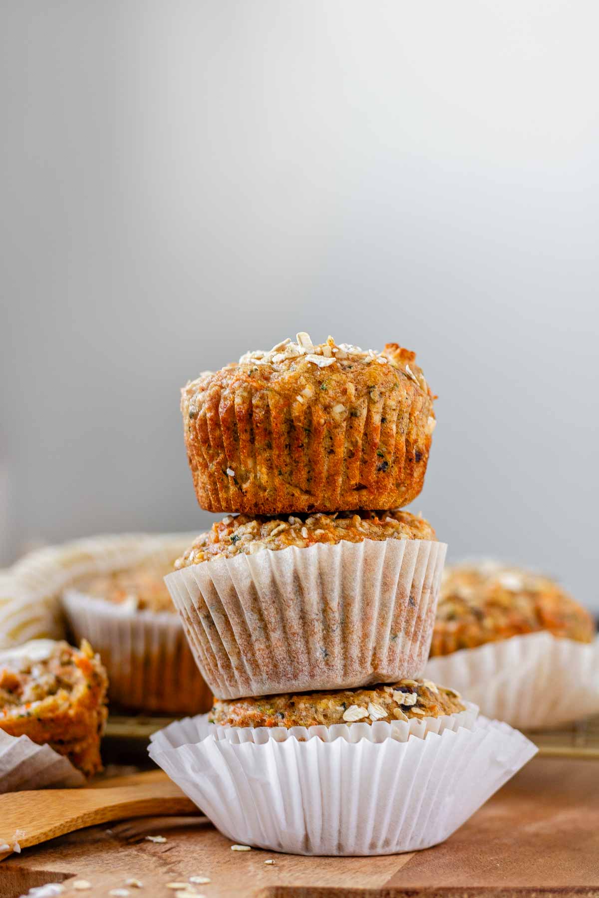 Three muffins stacked.