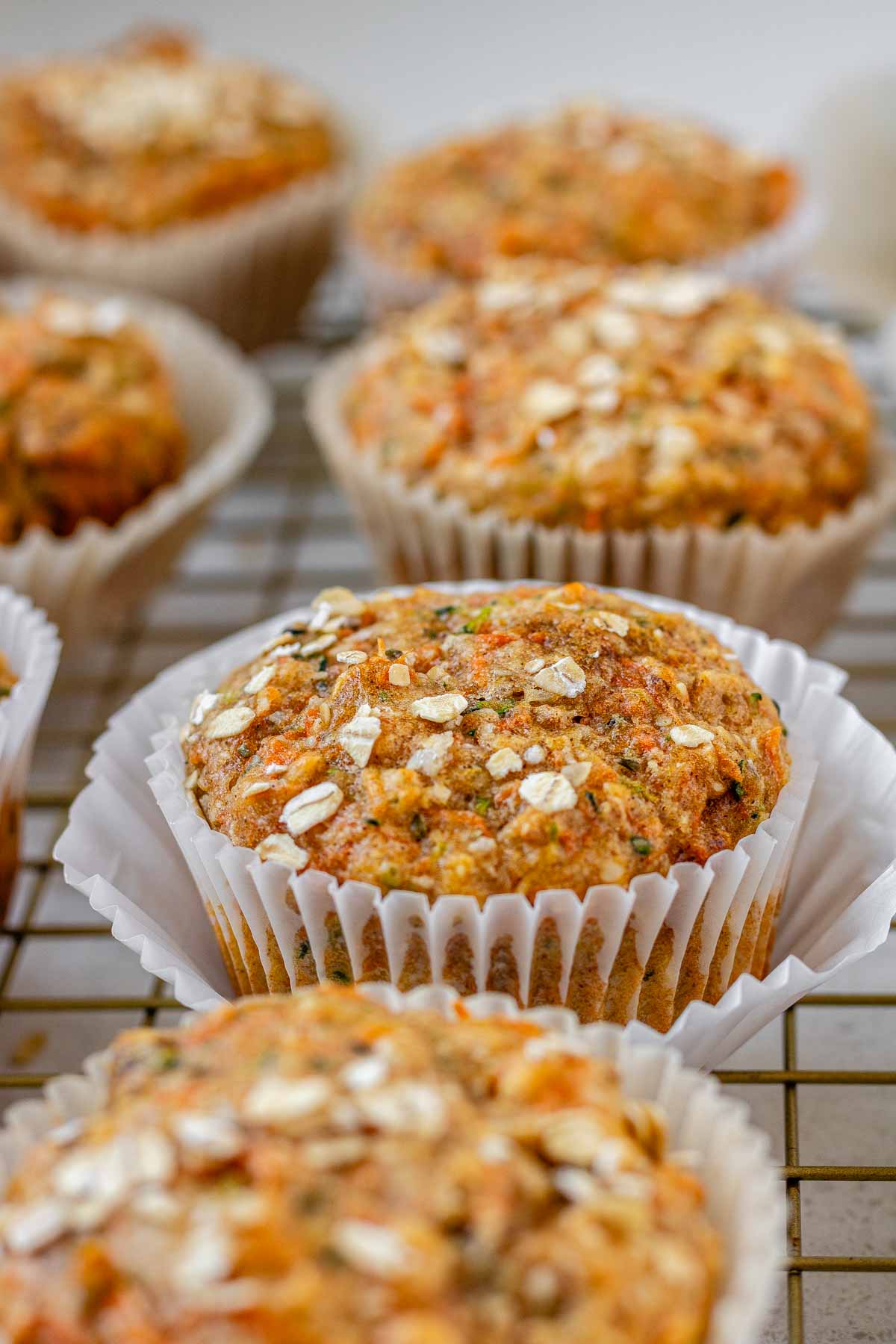 Muffins on a wire rack.