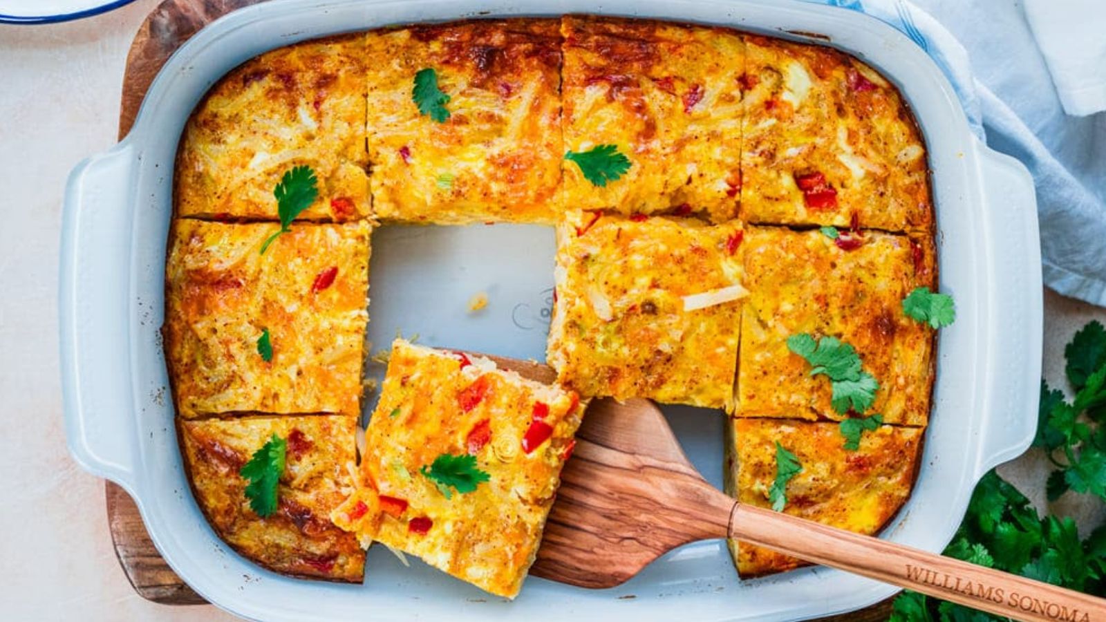 A cheesy casserole in a dish.