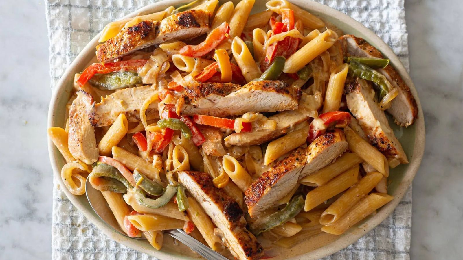 Pasta on a platter.