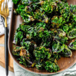 Roasted kalettes on a platter.