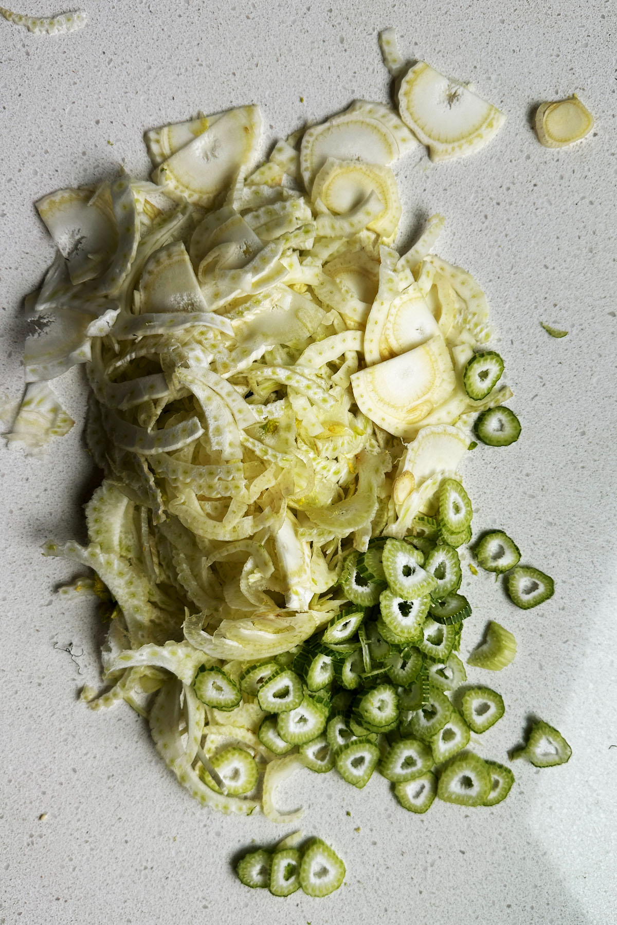 Sliced fennel.