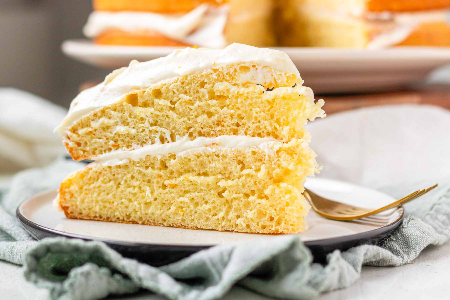 A slice of a double layer cake.