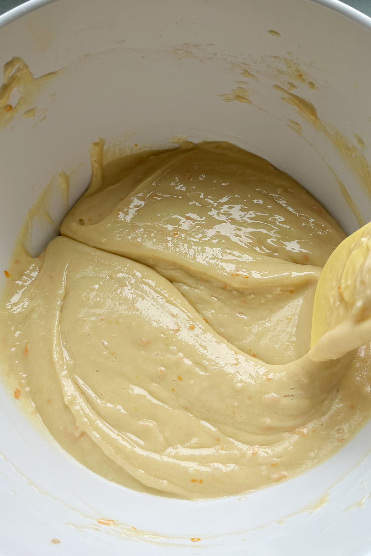 Cake batter in a bowl.