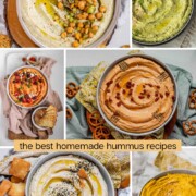 A collage of hummus bowls with the text the best homemade hummus recipes.