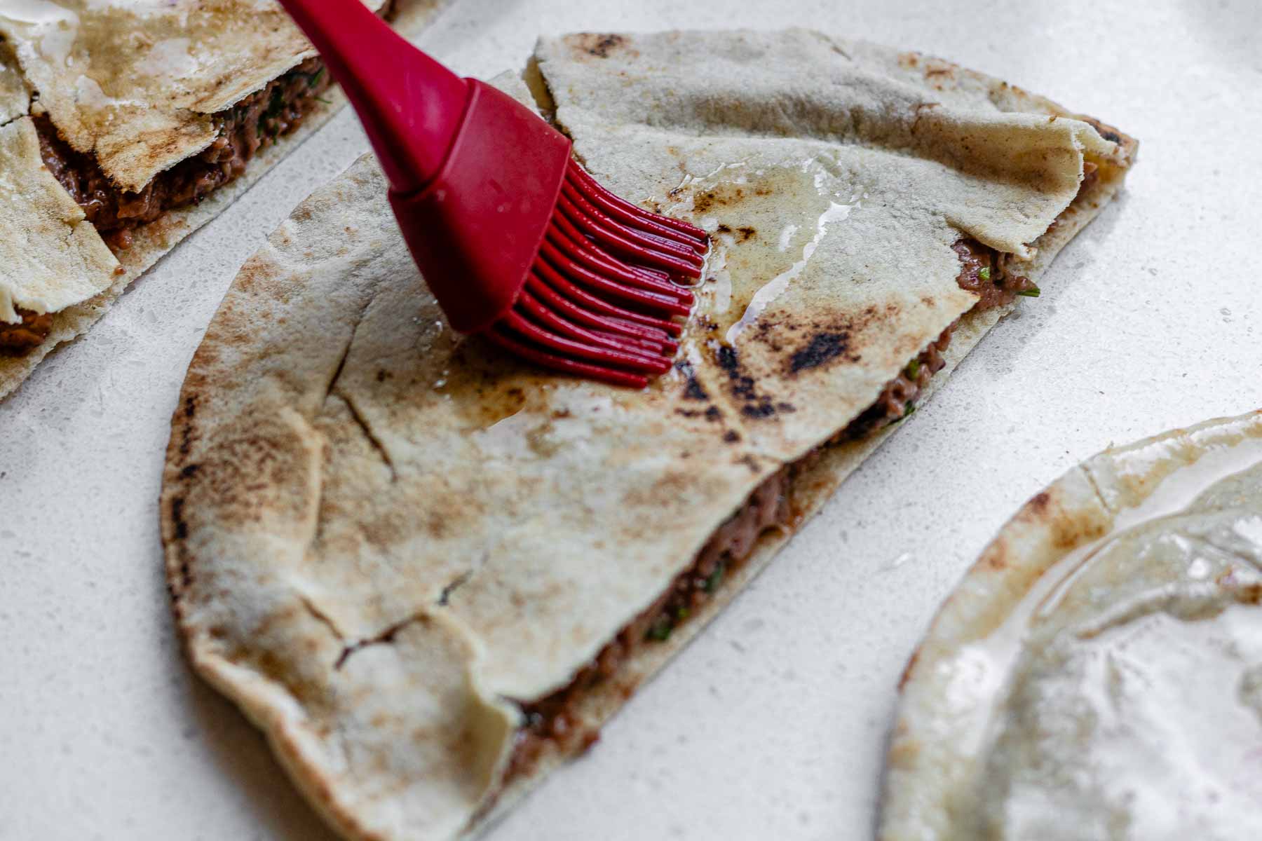 Pita brushed with oil.
